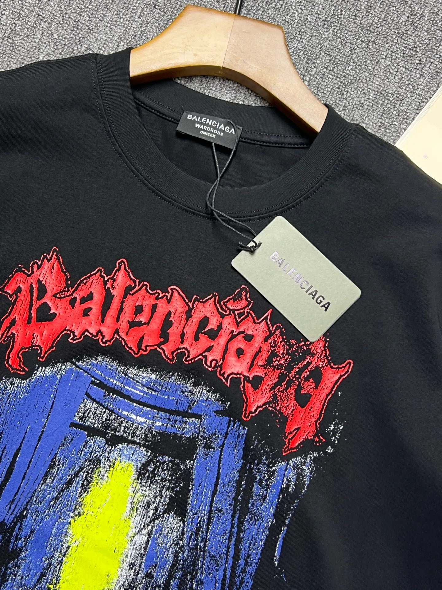 🔥🔥🔥 BALENCIAGA LOGO ， Retro Same Style T Versatile : Black White